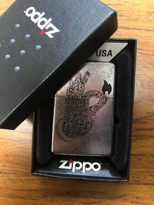Vintage Retired Unstruck Zippo Lighter - Get Fired Up - Henna Hand VHTF