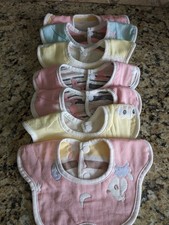Baby Bulk Items Baby Petal Bibs Cotton Gauze - Reversable Set of 7  3 Wet Bags