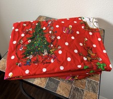 POTTERY BARN KIDS THE GRINCH ORGANIC Flannel CRIB FITTED SHEET Red Dr. Seuss