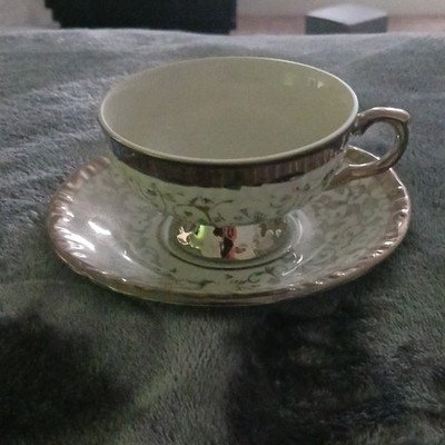Bavaria Porcelain Cup & Saucer Set White Gold Round Unisex Adults Tableware