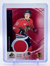 2025-26 UD SP Game Used OLIVER MOORE Authentic Rookies Red Jersey Blackhawks