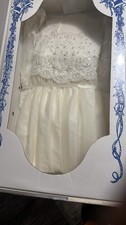 Strapless Beaded Lace A-Line Full-Length Wedding Dress, Zipper Back size 6