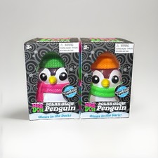 NeeDoh Polar Glow Penguin Glow-in-the-Dark Squish Squeeze Toy lot of Two