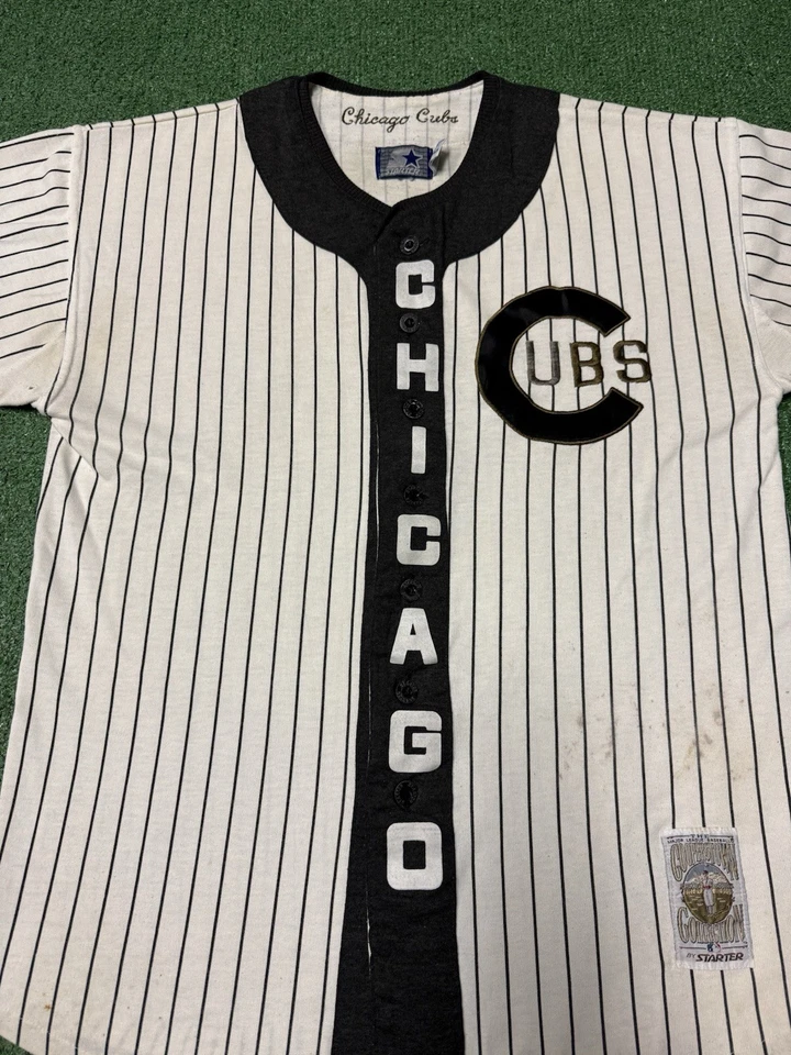 Vintage Starter Chicago Cubs 1907 Mens Size Medium Jersey White Pinstripe MARKED - Image 2 of 4