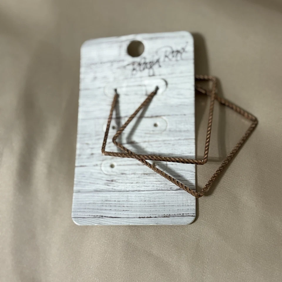 Blazin Roxx Square Hoop Earrings Western Copper Toned Cowgirl Rodeo Country - Image 2 of 4
