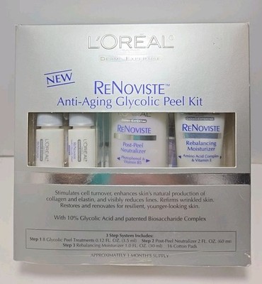 L'oreal ReNoviste Anti-Aging Glycolic Peel Kit Approx 1 Mo Supply Discontinued 