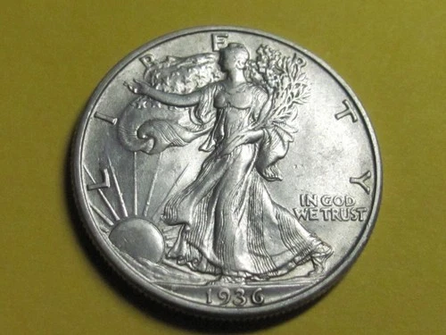1936-D WALKING LIBERTY HALF DOLLAR  NICE  AU GRADE COIN