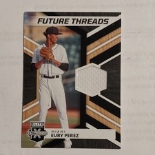 Panini 2022 Elite Extra Edition Eury Perez Future Threads FT-EP Miami MLB Card