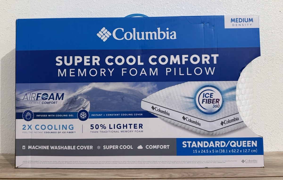 Typing Tutor Columbia Ice Fiber Cooling Memory Foam Pillow