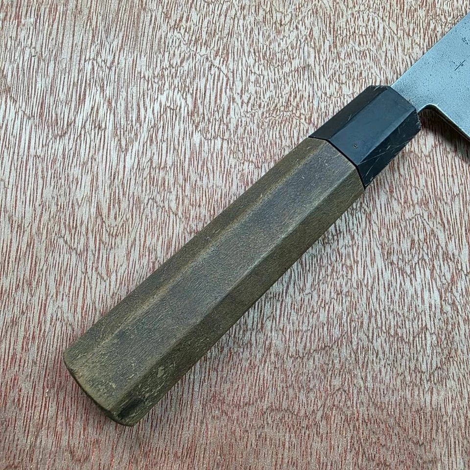 Cuchillo Japonés Nakiri Nashiji Acabado Acero al Carbono 3 Capas Estilo Chef 155mm Foto 3 de 4