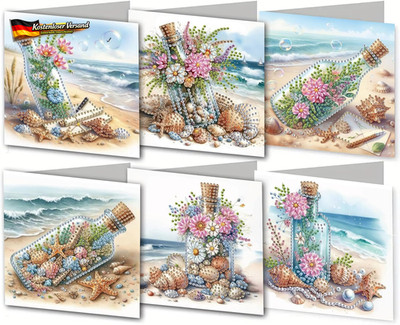 Diamantmalerei Karten Set für Geburtstage, DIY 5D Glitzer Grußkarten umfasst 6 M