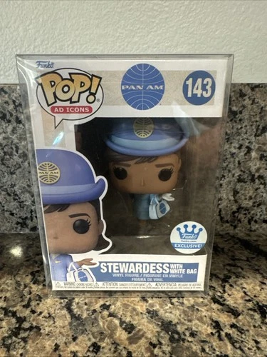 Funko POP! Ad Icons Pan Am STEWARDESS with WHITE BAG #143 Exclusive w/PROTECTOR