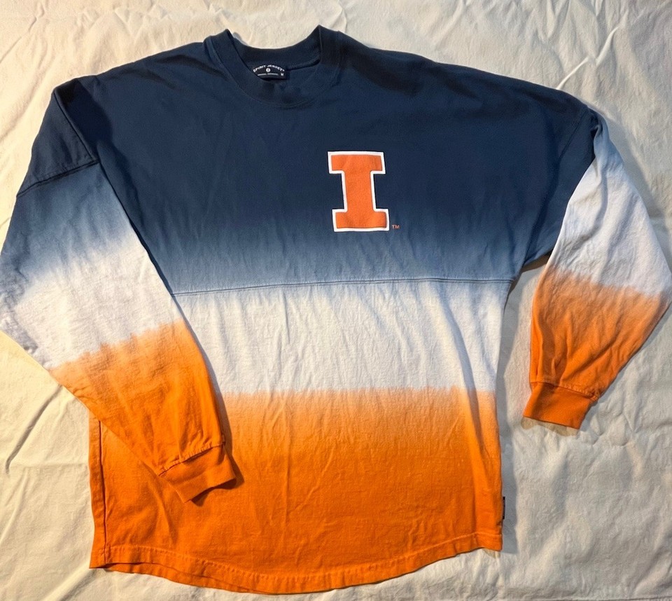 Spirit Jersey Pullover Illinois Fighting Illini, Dip Tie Dye Cotton T-Shirt, M