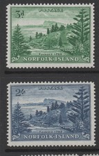 Norfolk Is 1959 Ball Bay Definitives Extra Values set of 2 Mint Unhinged