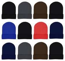 12 Pack Knitted Beanie Hats for Men Women, Warm Skull Caps