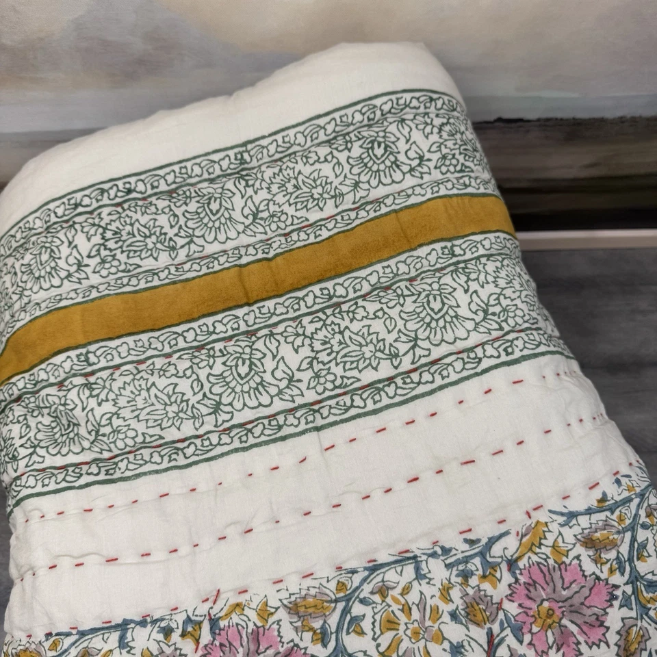 GreenRow Goldie Cotton Printed Quilt Twin Full Multicolor Spots Read NWOT - Image 4 of 4