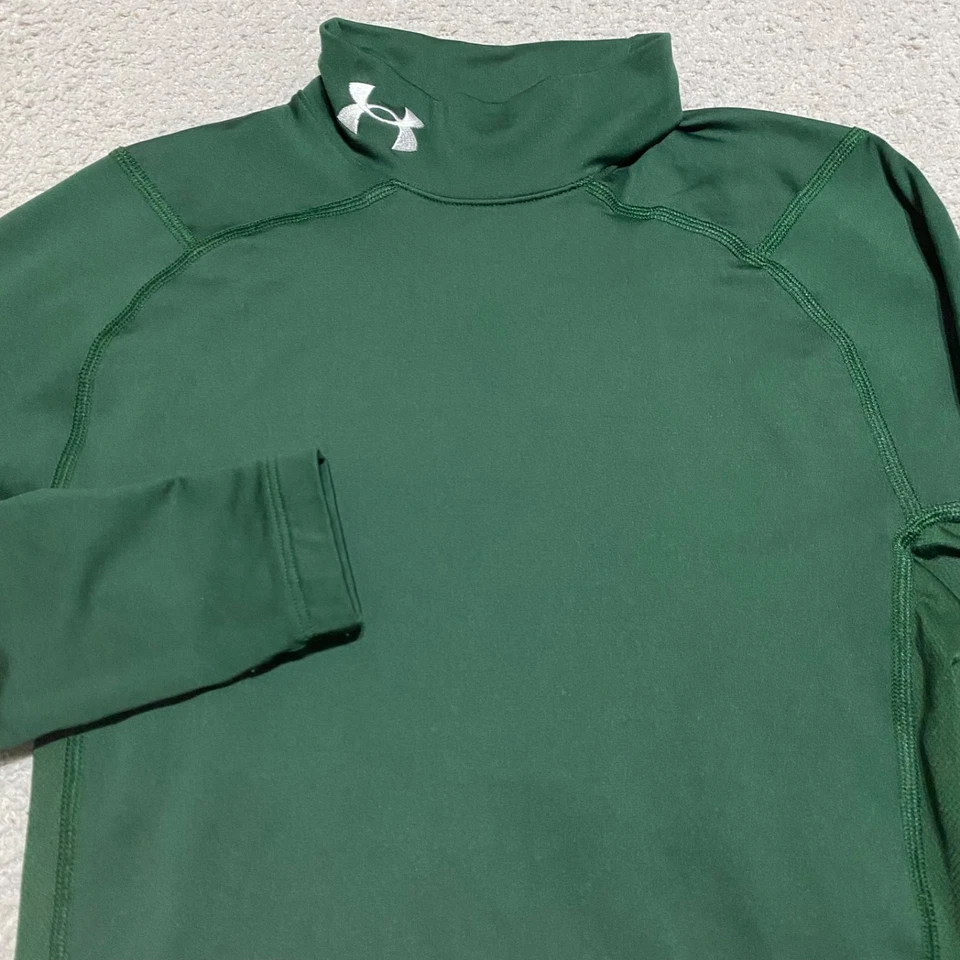Under Armour Hombres Camisa Mediana Verde Manga Larga Compresión Coldgear Pullover Foto 4 de 4