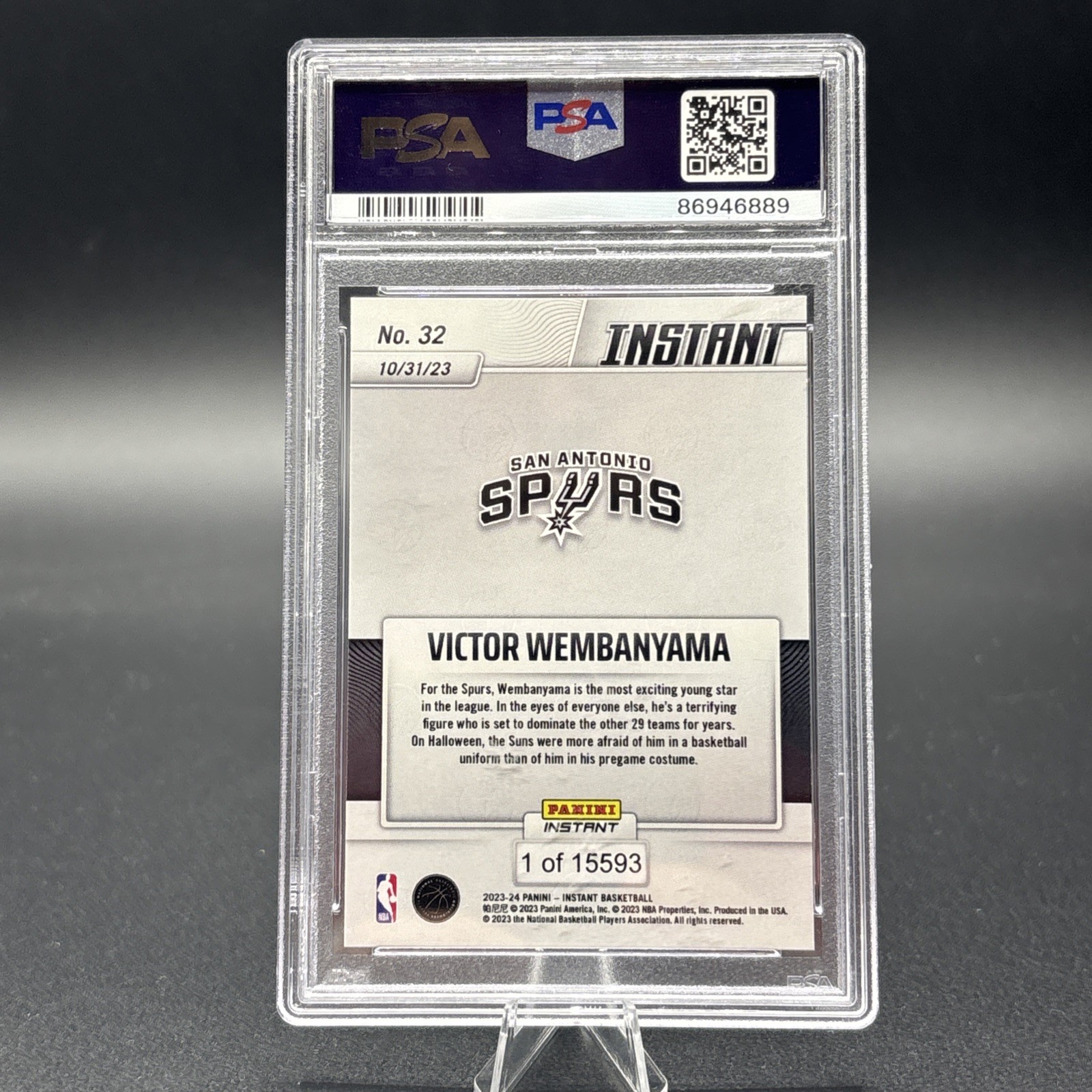 2023 PANINI INSTANT #32 VICTOR WEMBANYAMA PSA 10 /15593 view 4