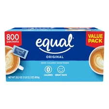 EQUAL Zero Calorie Sweetener, Sugar Substitute, 800 Packets