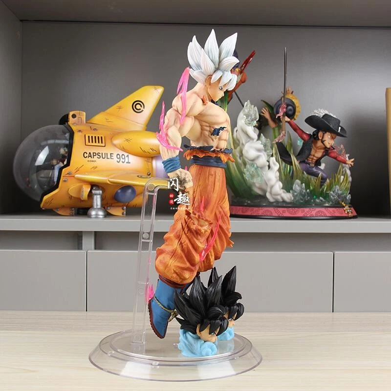 Anime Super Saiyan Son Goku Ultra Instinct White Hair Stand 35cm Statue Figure - Image 4 of 4