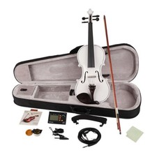 Glarry 4/4 Solid Wood EQ Violin Set w/ Shoulder Rest  Tuner  Strings White
