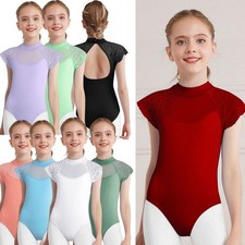Kids Girls Jumpsuit Gymnastics Unitard Ballerina Bodysuit Practice Leotard Yoga