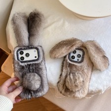 For Huawei Honor X5C X6B X6C Phone Case 3D Cute Winter Plush Rabbit Fluffy Cover