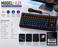 (black) K21 Gaming Mechanical Keyboard 87-Key...