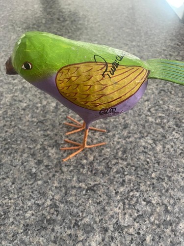 Vintage Colorful Hand Made Paper Mache Bird~Turks/Caicos~Signed Raphael Christin