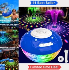 Floating Pool Fountain Bluetooth Speaker IP68 Waterproof LED Lights 10W Sound