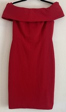 Calvin Klein Off the Shoulder Stretch Zip Back Sheath Dress Red Size Small
