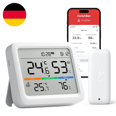 Switchbot Bluetooth Wetterstation Funk Mit Außensensor IP65, Hygrometer Thermome