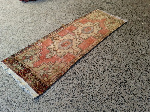 2,8x8,2 Fuß Vintage Türkisch Läufer Teppich Wolle Anatolisch Handarbeit Flur Oushak
