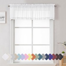 Aiyufneg Sheer Window Valance Curtains, Light 40"W x 14"L Pack of 2 White