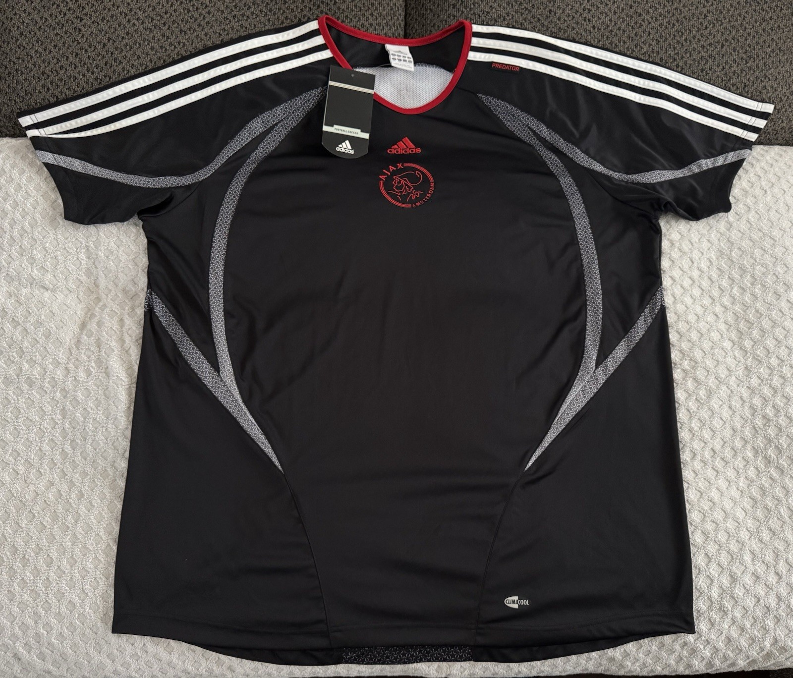 Vintage adidas Ajax Amsterdam 2007/08 Predator Soccer Training Jersey Black 2XL