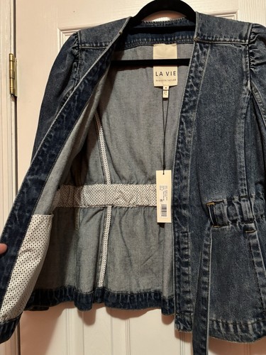 REBECCA TAYLOR LA VIE DENIM JEAN JACKET NWT WOMEN SIZE M 100% cotton! - Picture 5 of 8