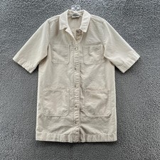 Everlane Dress 4 Cream Canvas The Chore Utility Button Up Mini Shirt Dress