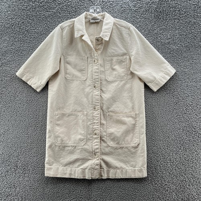 #ad #ad Everlane Dress 4 Cream Canvas The Chore Utility Button Up Mini Shirt Dress $29.90