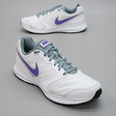 Nike Ladies 10 Downshifter 6 White Purple Running Gym Shoes Sneakers 684765-150