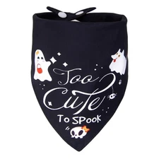 Halloween Dog Bandanas with Saying - Too Cute to Spook - Holiday Cat Triangle...