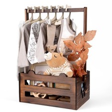 Brown Wooden Baby Shower Crate Closet, Baby Storage Crate with Handle, Baby S...