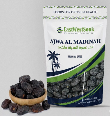 Al Madina Ajwa Dates - Premium Quality- 2.2lb (1000g)-Fiber-Rich Snack Dry Fruit