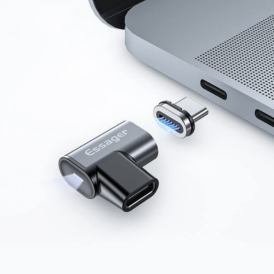 ESSAGER USB C Magnetic Adapter 24Pins, Type C 1 Pack, Black
