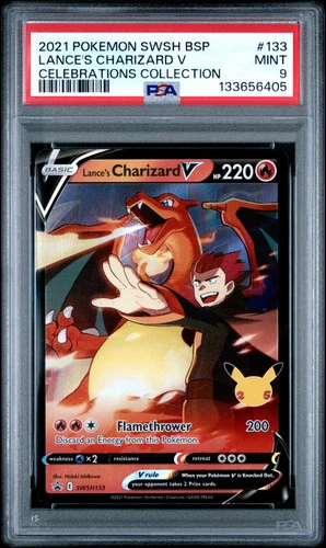 Lance's Charizard V - SWSH133 PSA 9 Black Star Celebrations Promo Pokemon - MINT