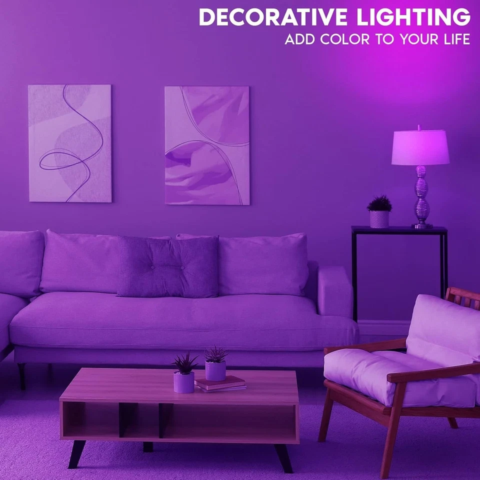 E12 LED Filament Purple Bulbs, 4.5W, Colored Glass - 6 Pack - Image 4 of 4