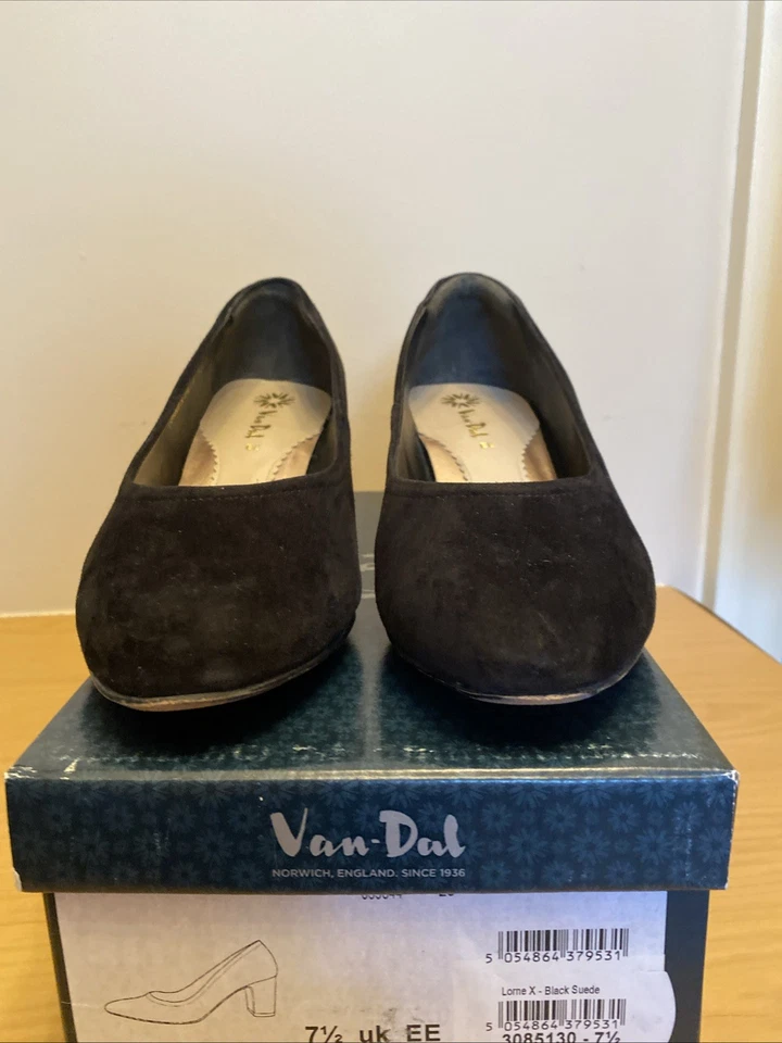 Womens Van-Dal Black Suede Court Shoes Size 7.5 EE Fitting - Image 3 of 4