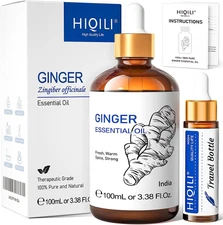 HIQILI Ginger Essential Oil 3.38oz Pure Natural for Massage Diffuser Gift