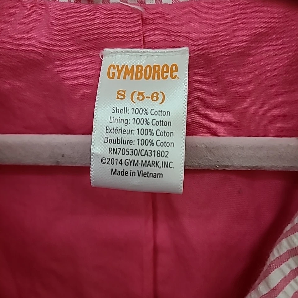 Gymboree Girls Jacket Size S (5-6) 100%Cotton Pink White Pinstriped - Image 2 of 4