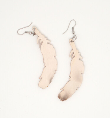 Ohrringe Holz Ohrhänger in Federform Hippie Boho Stil Natur hellbraun Holz Feder