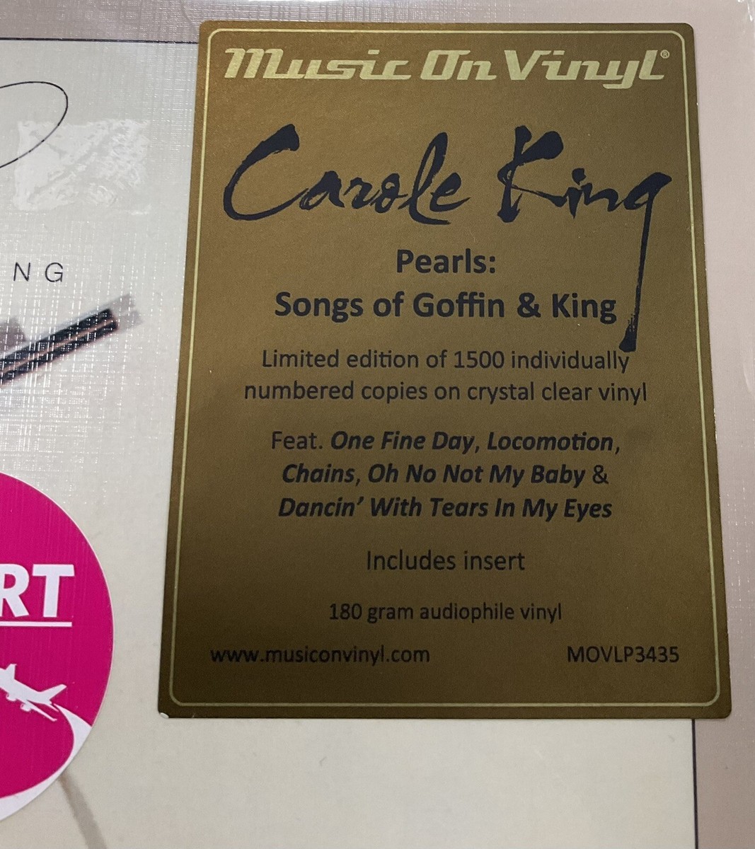 欧LP Carole King Pearls (Songs Of Goffin And King)(Clear Vinyl) MOVLP3435CLEAR Music On Vinyl 未開封 /00260 Carole King – Pearls Songs Of Goffin And King – Vinyl (LP